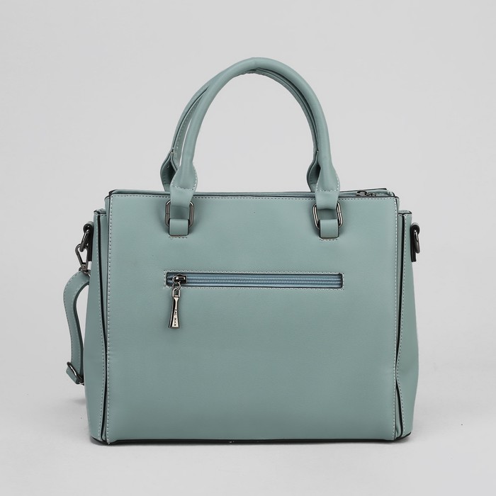 Сумка женская, 3 отдела на молнии, 2 наружных кармана, цвет голубой