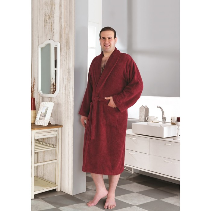 Халат махровый Smart, размер 2XL (50), цвет бордовый, 420 г/м2