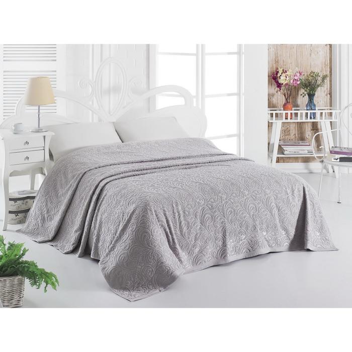 Простыня махровая Esra, размер 200х220 см, стоне