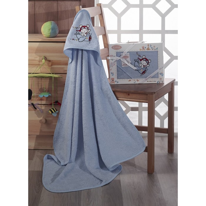 Полотенце-конверт Bambino-Samalot, размер 90х90 см, махра, голубой