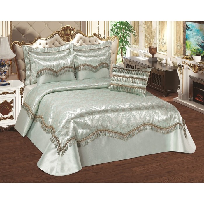 Комплект Ece: покрывало 260 × 270 см, наволочки 50 × 70 см - 2 шт, 35 × 35 см - 1 шт, ментол