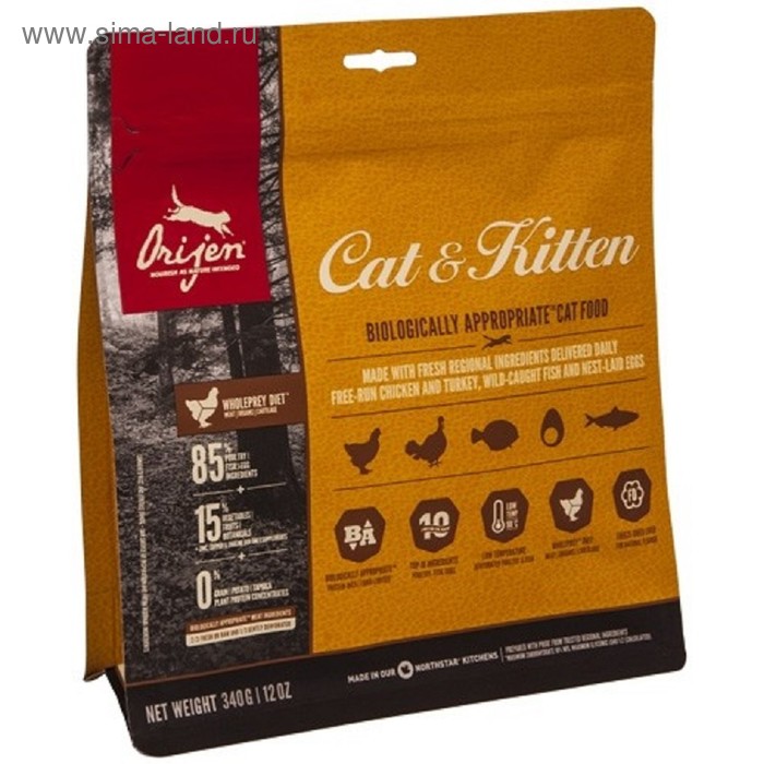 Сухой корм Orijen Cat 85/15 для кошек и котят, 340 г