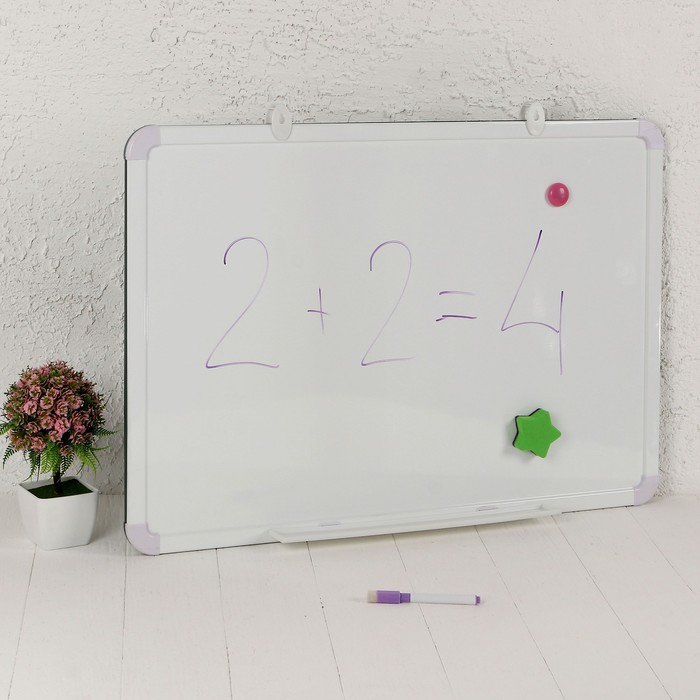 Доска двухстороняя магнитно-маркерная , с поверхностью под мел, размер 48 × 68 см