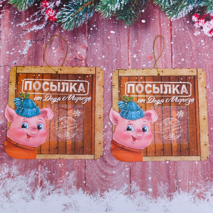 Подвеска-фоторамка "Посылка от Деда Мороза", 2 шт.