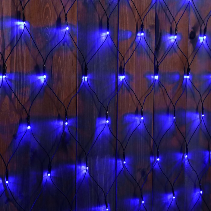 фото Гирлянда «сеть» 2 × 1.5 м, ip44, умс, тёмная нить, 192 led, свечение синее, 220 в luazon lighting