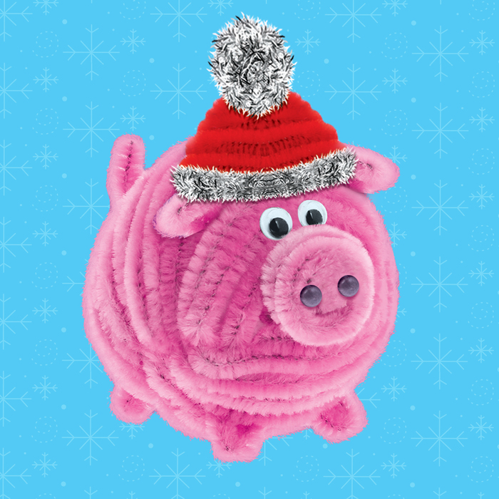 Набор для создания игрушки из меховых палочек "Поросенок" + глаза, пенопластовый шар