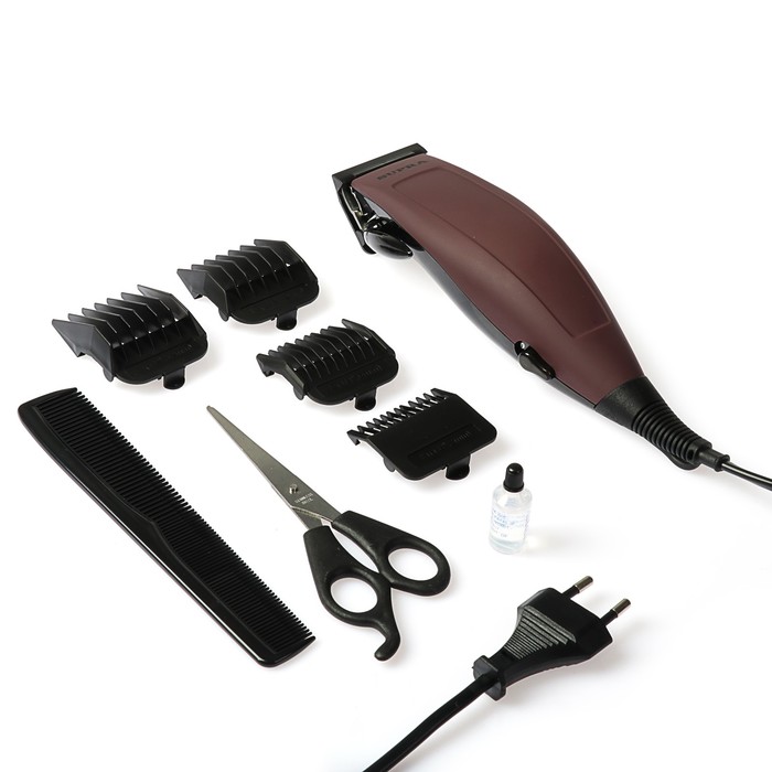 Машинка для стрижки SUPRA HCS-420, 4 насадки, от сети, серая