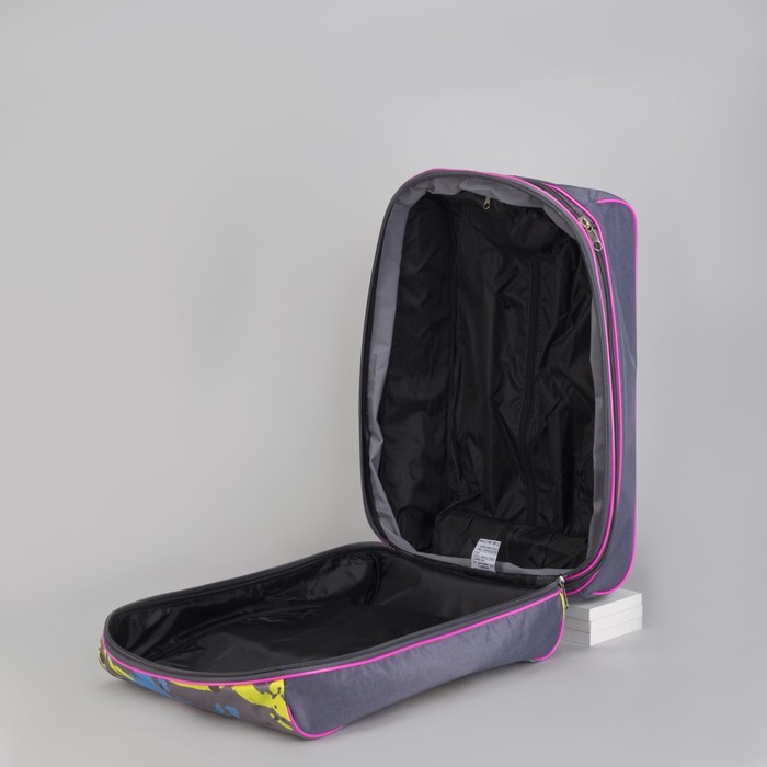 Чемодан малый с сумкой "Краски", отдел на молнии, наружный карман, цвет серый