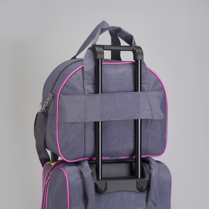 Чемодан малый с сумкой "Краски", отдел на молнии, наружный карман, цвет серый