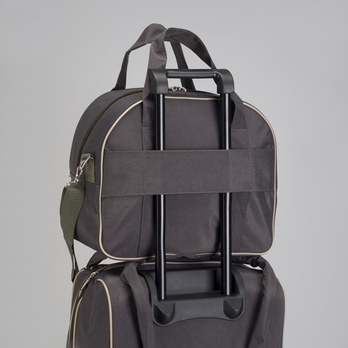 Чемодан малый с сумкой "Буквы", отдел на молнии, наружный карман, цвет зелёный