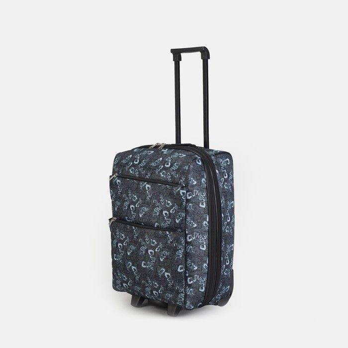 Чемодан малый "Зигзаг", 20", отдел на молнии, с расширением, наружный карман, 2 колеса, цвет голубой