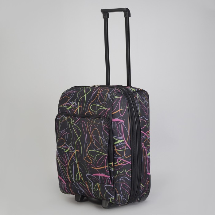 Чемодан малый «Волны» 20", отдел на молнии, с расширением, наружный карман, 2 колеса