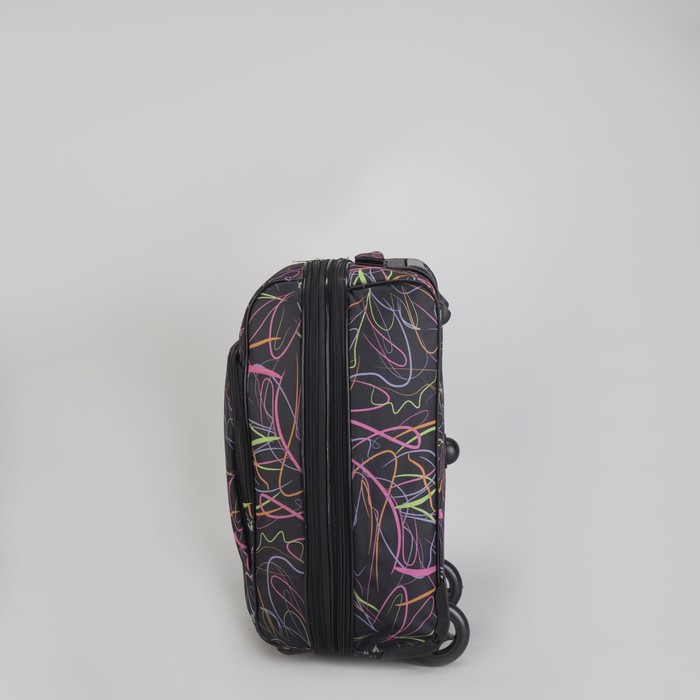 Чемодан малый «Волны» 20", отдел на молнии, с расширением, наружный карман, 2 колеса