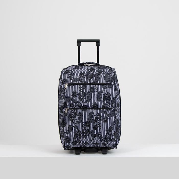 Чемодан малый 20", отдел на молнии, с расширением, наружный карман, 2 колеса, цвет серый