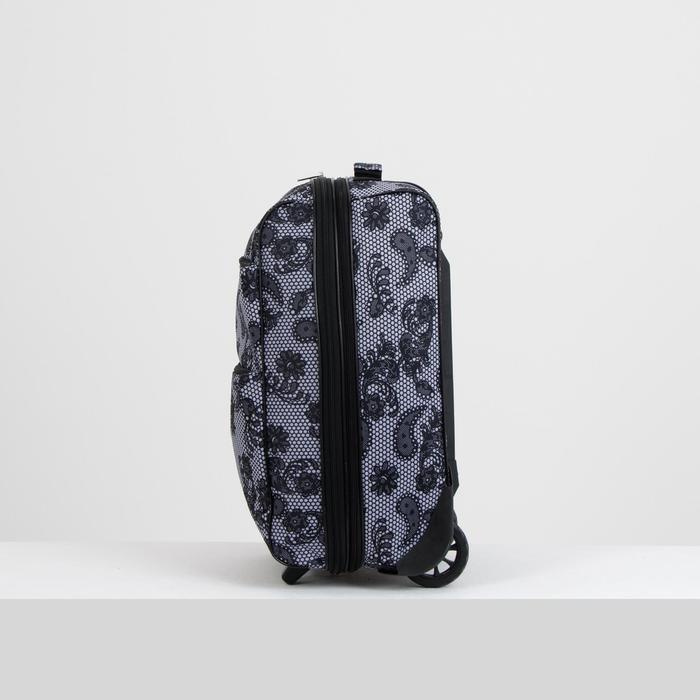 Чемодан малый 20", отдел на молнии, с расширением, наружный карман, 2 колеса, цвет серый