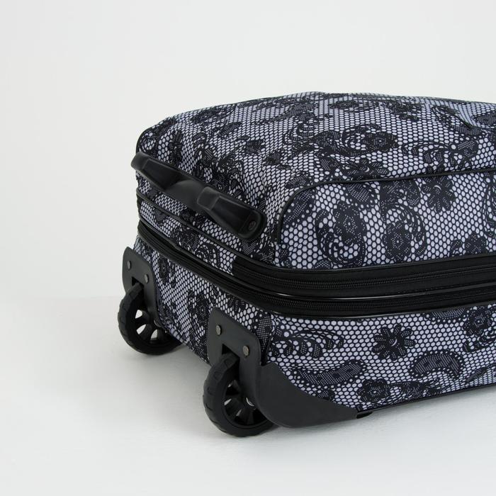 Чемодан малый 20", отдел на молнии, с расширением, наружный карман, 2 колеса, цвет серый