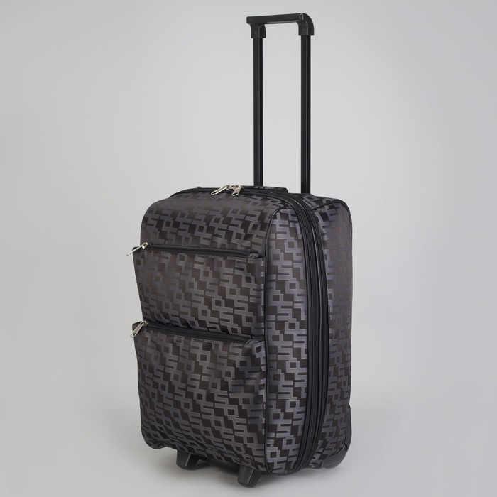 Чемодан малый "Геометрия", 20", отдел на молнии, с расширением, наружный карман, 2 колеса, цвет шоколадный