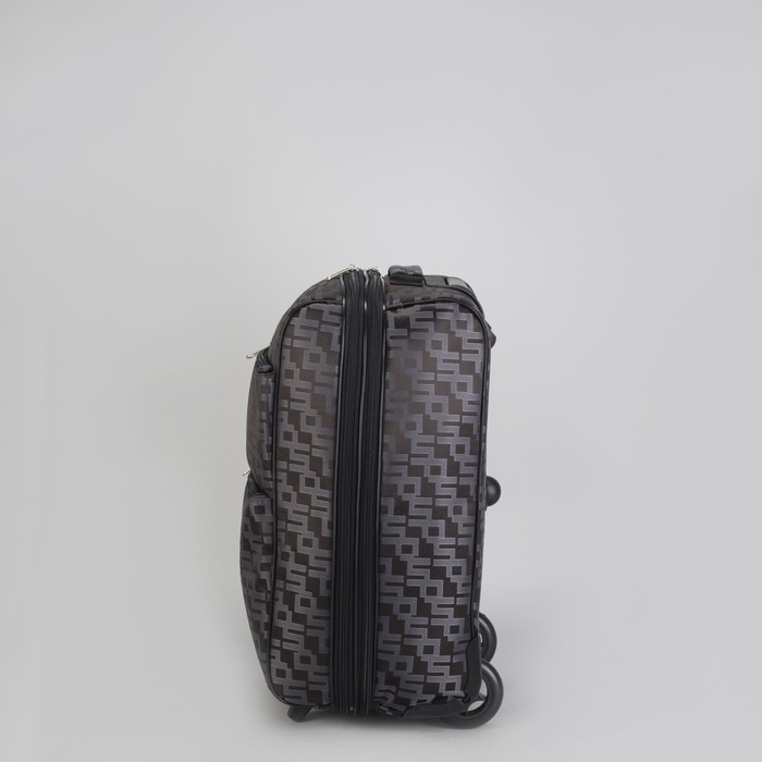 Чемодан малый "Геометрия", 20", отдел на молнии, с расширением, наружный карман, 2 колеса, цвет шоколадный