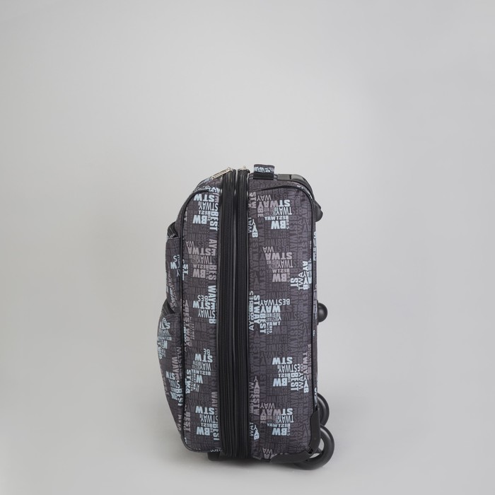 Чемодан малый "Буквы", 20", отдел на молнии, с расширением, наружный карман, 2 колеса, цвет голубой