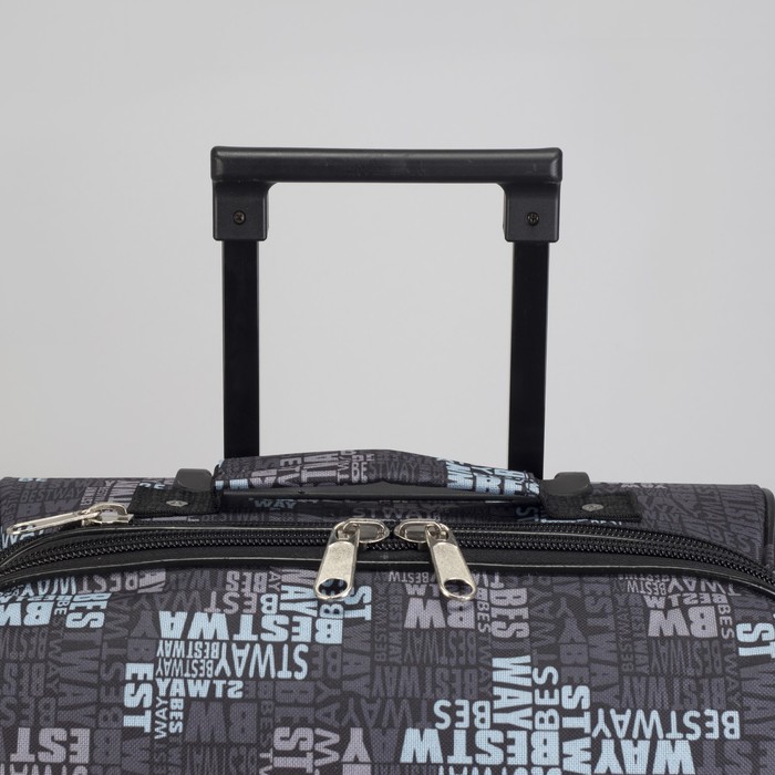 Чемодан малый "Буквы", 20", отдел на молнии, с расширением, наружный карман, 2 колеса, цвет голубой