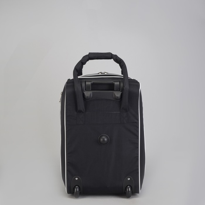 Чемодан малый с сумкой "Пальмы", отдел на молнии, наружный карман, цвет чёрный