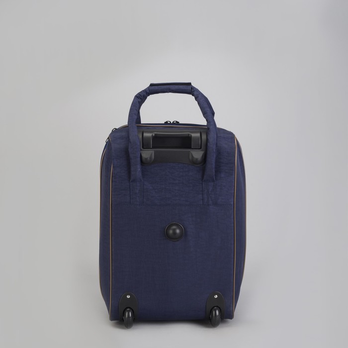 Чемодан малый с сумкой "Ромбы", отдел на молнии, наружный карман, цвет синий