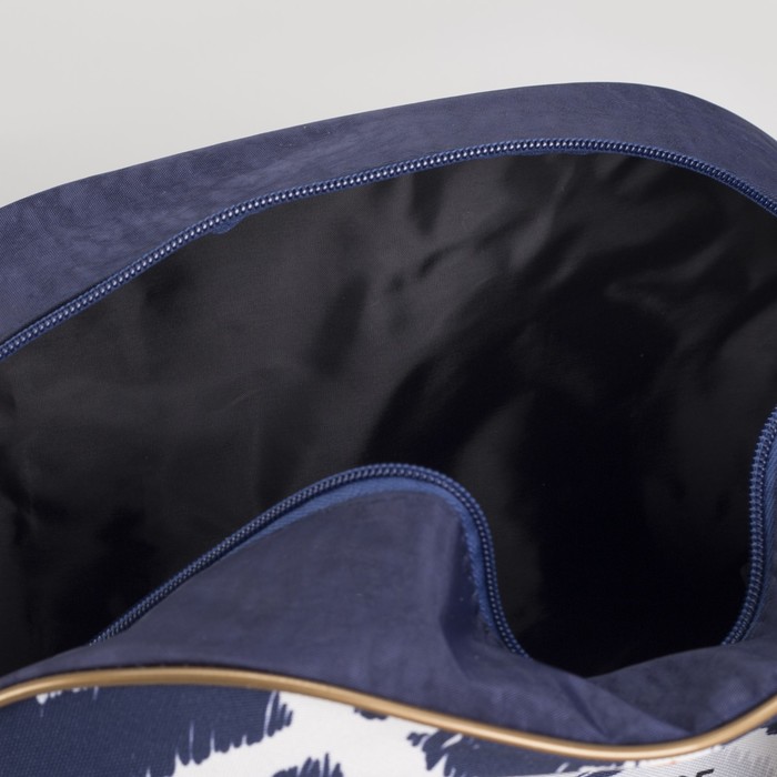 Чемодан малый с сумкой "Ромбы", отдел на молнии, наружный карман, цвет синий