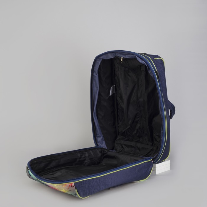 Чемодан малый с сумкой "Надписи", отдел на молнии, наружный карман