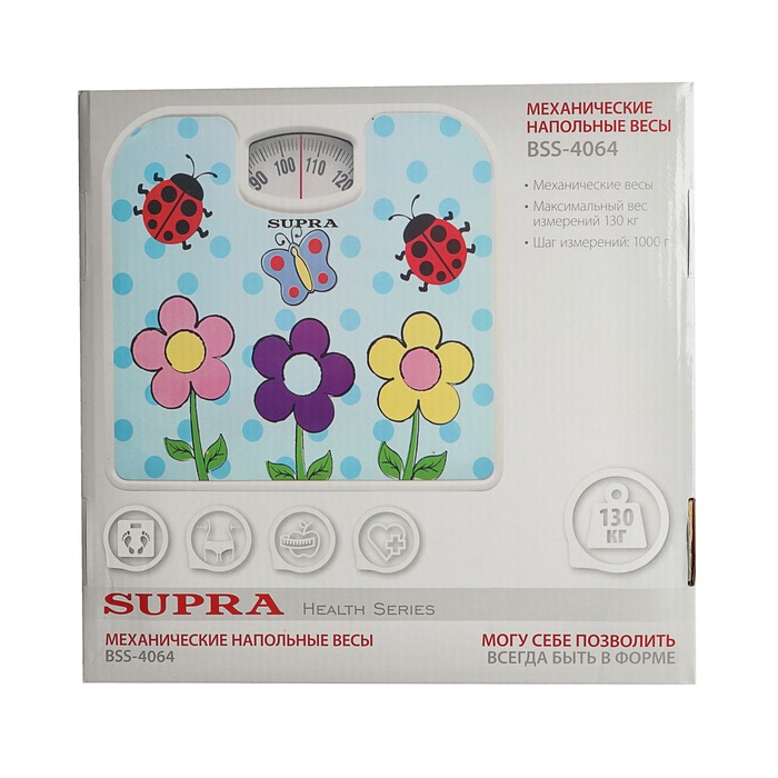 Весы напольные SUPRA BSS-4064, механические, до 130 кг, голубой