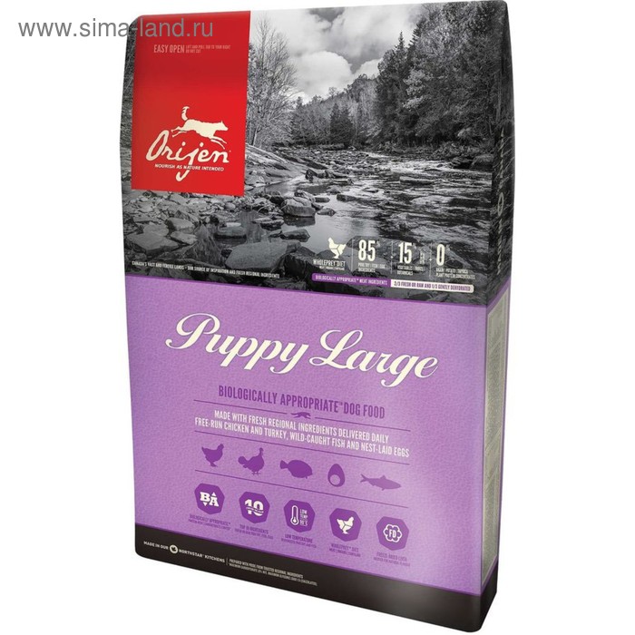 Сухой корм Orijen Puppy Large 85/15 для щенков крупных пород, 340 г.