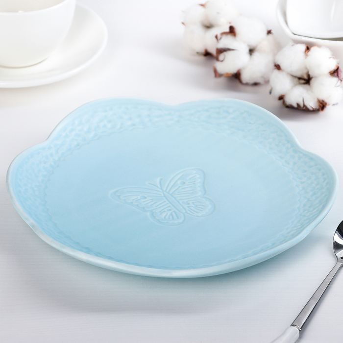 Тарелка 20,5 см "Бабочка", цвет голубой