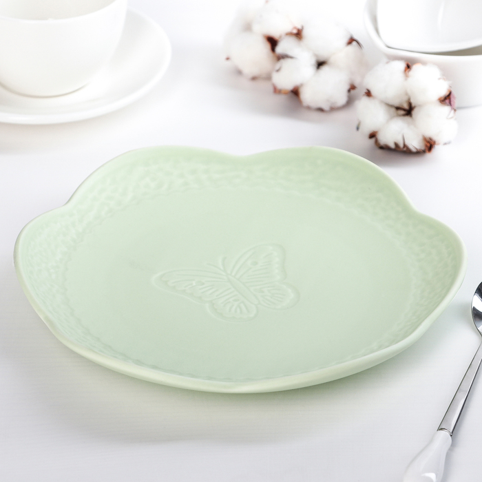 Тарелка 20,5 см "Бабочка", цвет зеленый