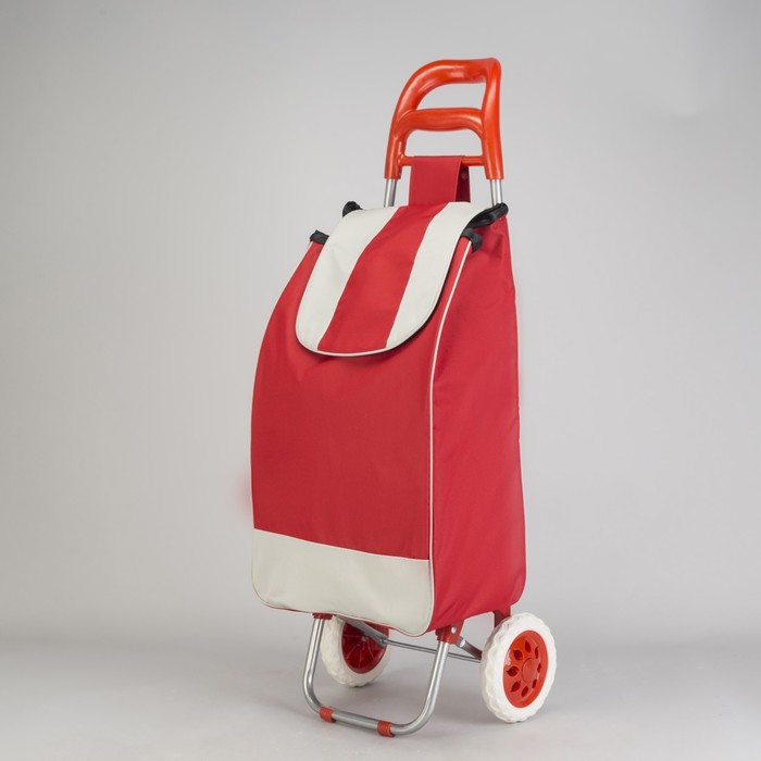 Сумка-тележка хозяйственная на колёсах, 1 отдел на клапане, нагрузка до 30 кг, цвет красный