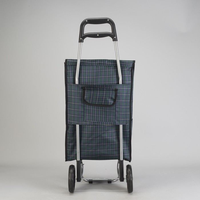 Сумка-тележка хозяйственная на колёсах "Клетка", 1 отдел на клапане, max вес 20 кг, цвет зелёный