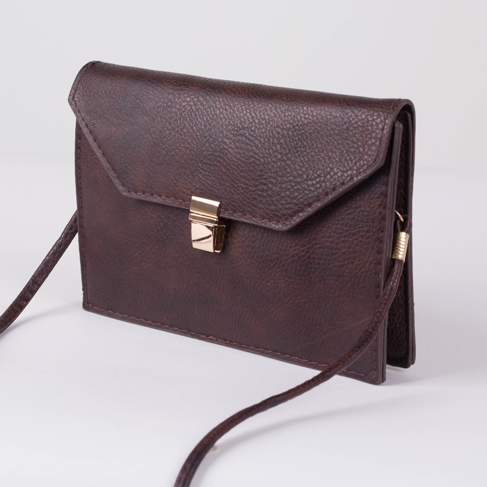 Сумка женская, 2 отдела на замке, длинный ремень, цвет кофе
