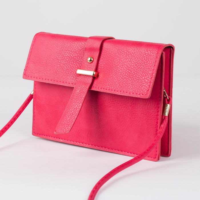 Сумка женская, 2 отдела на магните, длинный ремень, цвет красный