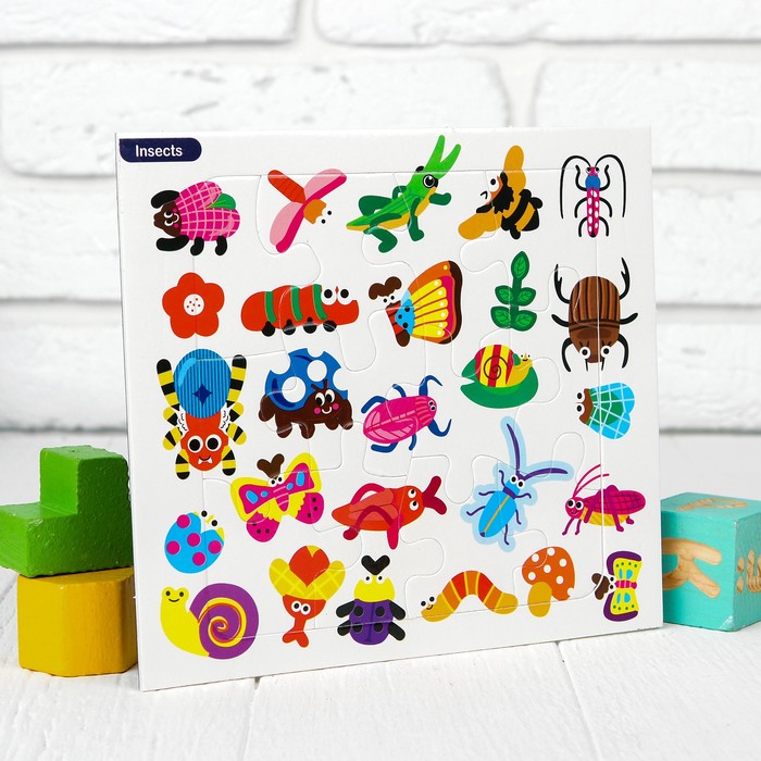 Магнитный пазл "Букашки", 16 элементов