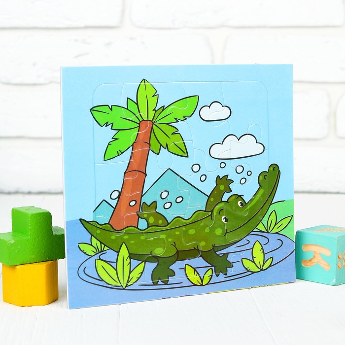 Магнитный пазл "Крокодил", 16 элементов