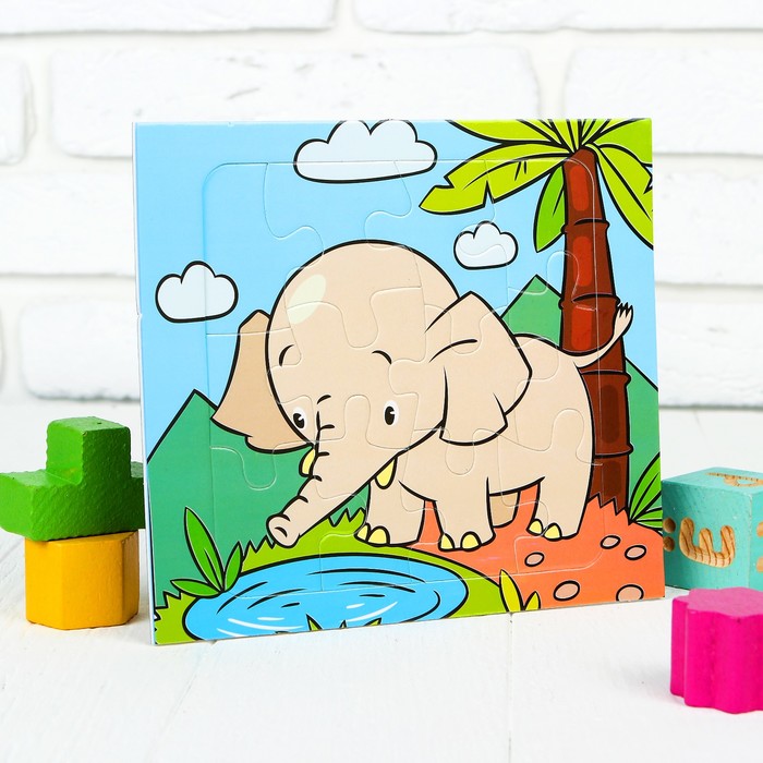 Магнитный пазл "Слон", 16 элементов