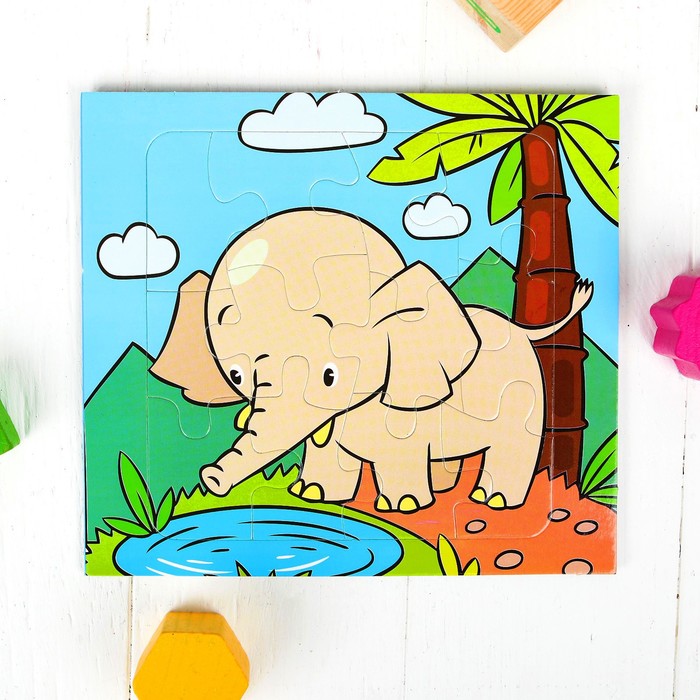 Магнитный пазл "Слон", 16 элементов