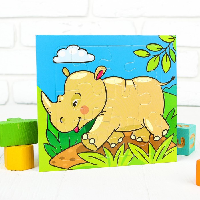 Магнитный пазл "Носорог ", 16 элементов