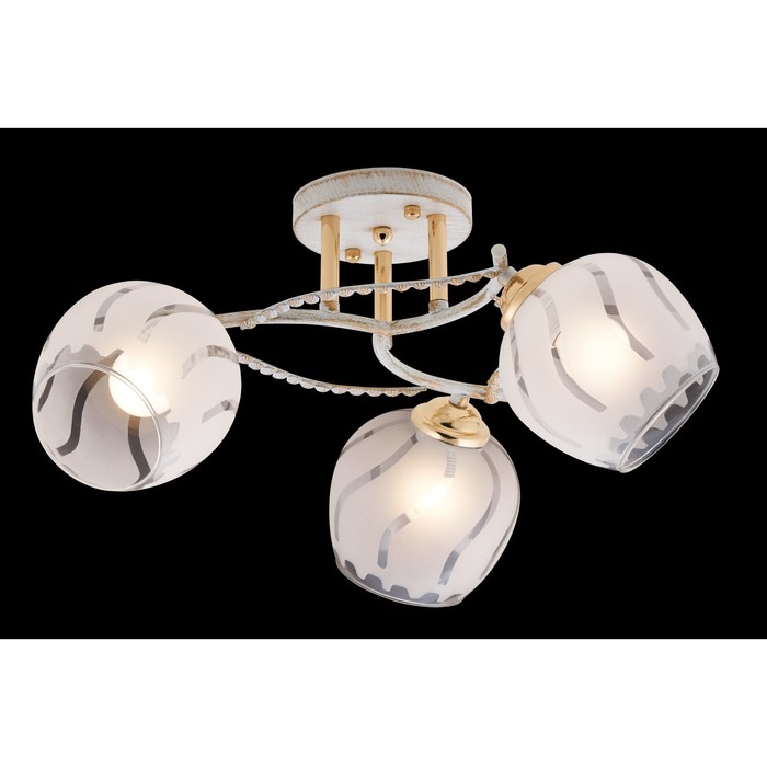 Люстра "Сандра" 3x40Вт E27 золото-белый 44х44х23см.