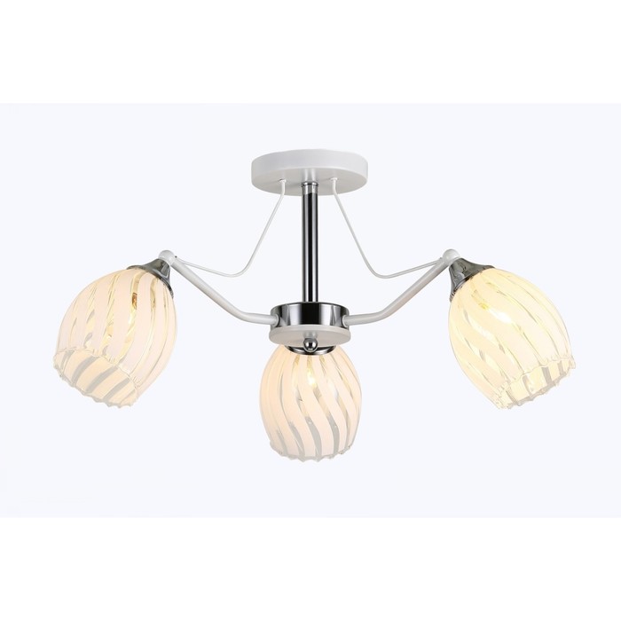 Люстра "Оливия" 3x60Вт E27 хром-белый 56х56х28см.