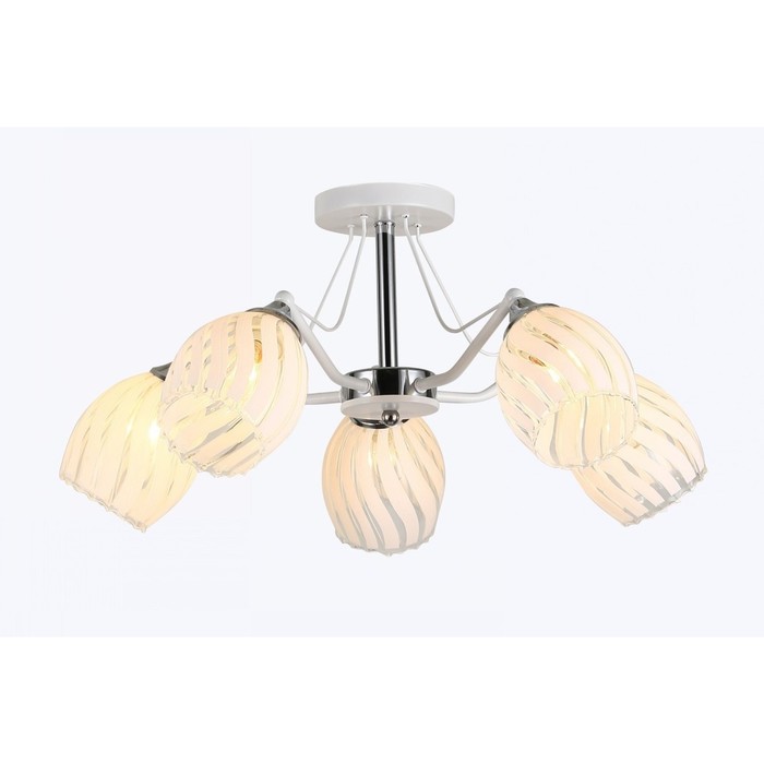 Люстра "Оливия" 5x60Вт E27 хром-белый 56х56х28см.