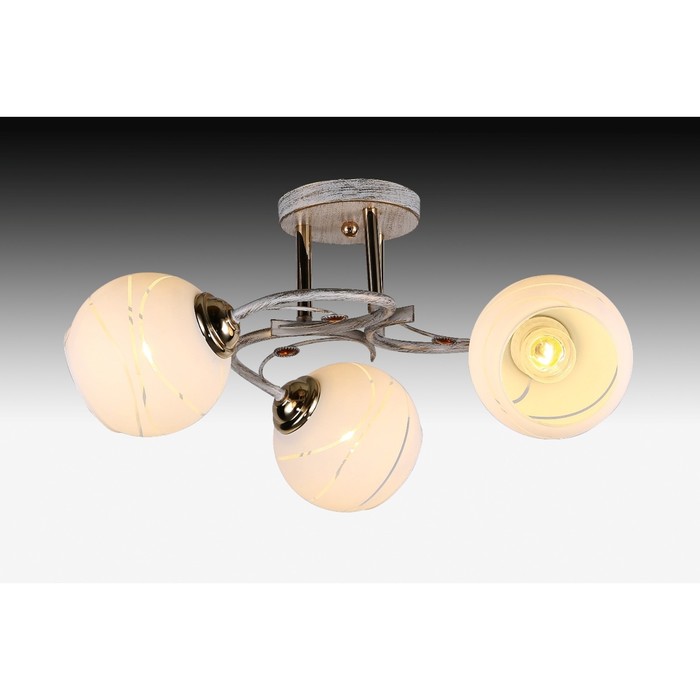 Люстра "Адели" 3x60Вт E27 золото-белый 51х51х23см.