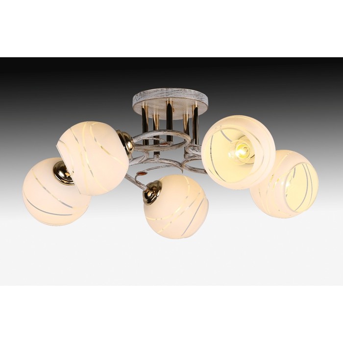 Люстра "Адели" 5x60Вт E27 золото-белый 51х51х23см.