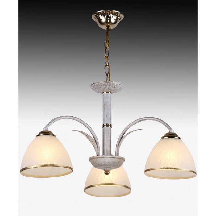 Люстра "Лилия" 3x60Вт E27 золото-белый 55х55х28см.