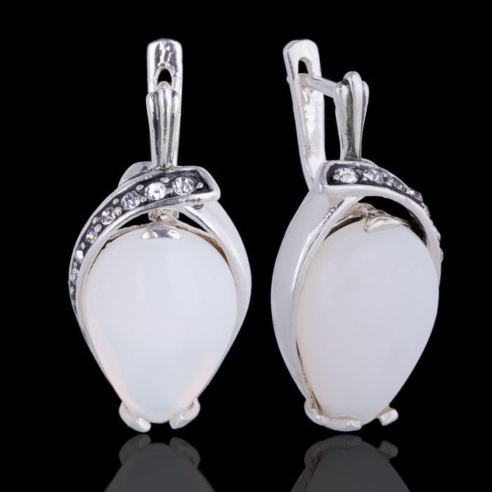 Серьги бижар "Элегия", цвет белый в серебре