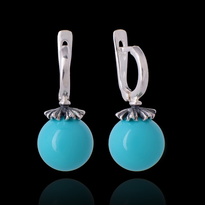 Серьги бижар "Инна" бирюза, цвет голубой в серебре