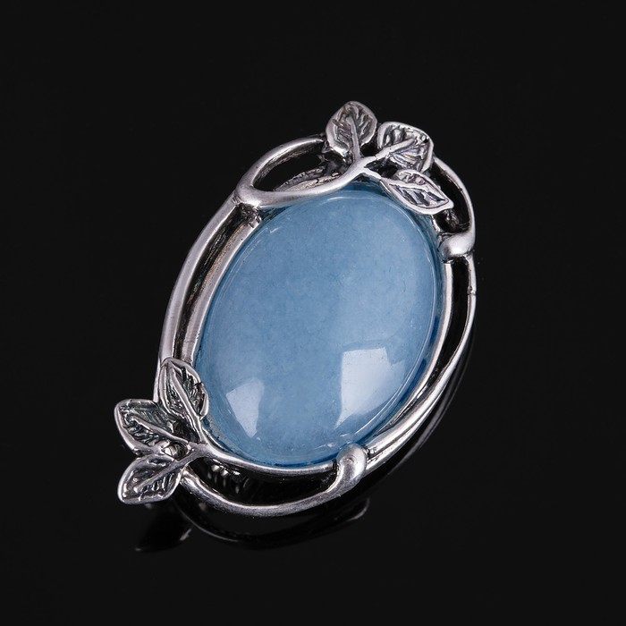 Брошь бижар "Вера" аквамарин, цвет голубой в серебре
